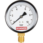 Манометр 10 бар радиальный D100 мм 1/2, ROMMER RIM-0010-101015