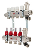 Коллекторный блок  4 РМ слив в/о нерж. VALTEC VTc.586.EMNX.0604