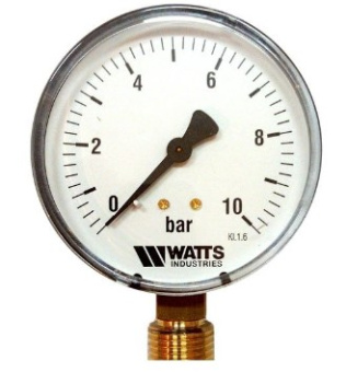 Манометр 10 бар радиальный D 50мм 1/4, WATTS 03.12.110