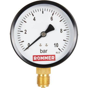 Манометр 10 бар радиальный D100 мм 1/2, ROMMER RIM-0010-101015