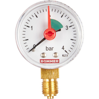 Манометр  4 бар радиальный D 50мм 1/4, ROMMER RIM-0008-500408