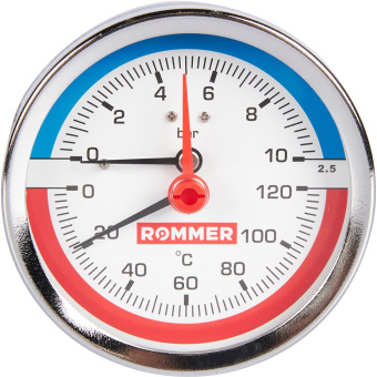 Термоманометр аксиальный 10 бар 1/2/-120°C, ROMMER RIM-0005-801015