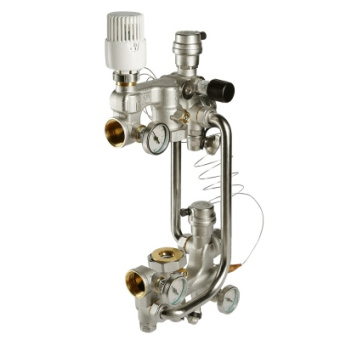 Насосно-смесительный узел VALTEC COMBI.0.180 (DN25, 20 кВт, Термоголовка, Без насоса) 180 мм
