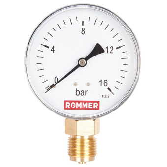 Манометр 10 бар радиальный D 80мм 1/2, ROMMER RIM-0010-801615