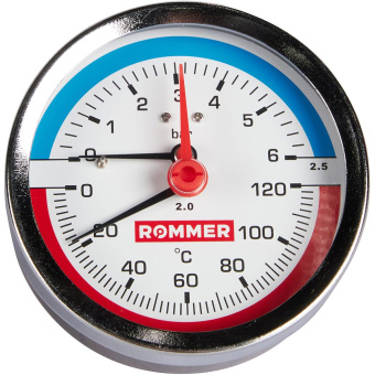 Термоманометр аксиальный 6 бар 1/2-120°C, ROMMER  RIM-0005-800615