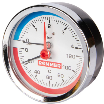 Термоманометр аксиальный 4 бар 1/2-120°C, ROMMER RIM-0005-800415