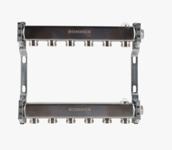 RMS-4401-000006 ROMMER Коллектор из нержавеющей стали для радиаторной разводки 6 вых.