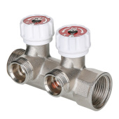 Коллектор с вентилями 1"-1/2, 2вых. Евроконус VTc.570.NE.0602