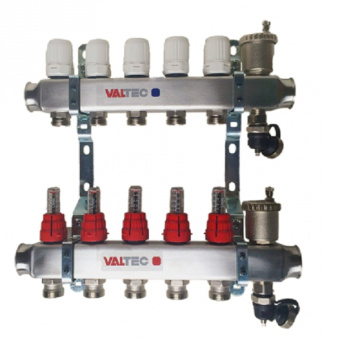 Коллекторный блок  5 РМ слив в/о нерж. VALTEC VTc.586.EMNX.0605
