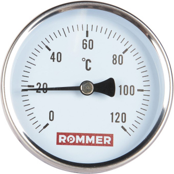 Термометр биметал. с погр. гильзой 80/75 120гр., ROMMER RIM-0001-807515